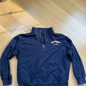 SHEIN Navy California Half-Zip Sweatshirt